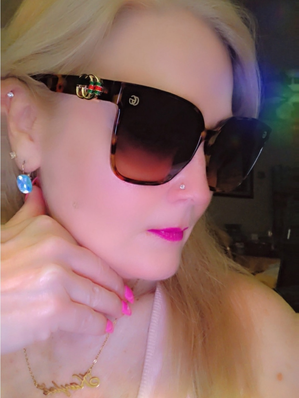 Gucci Tortoiseshell Gradient Brown Oversized Sunglasses with Gold Logo